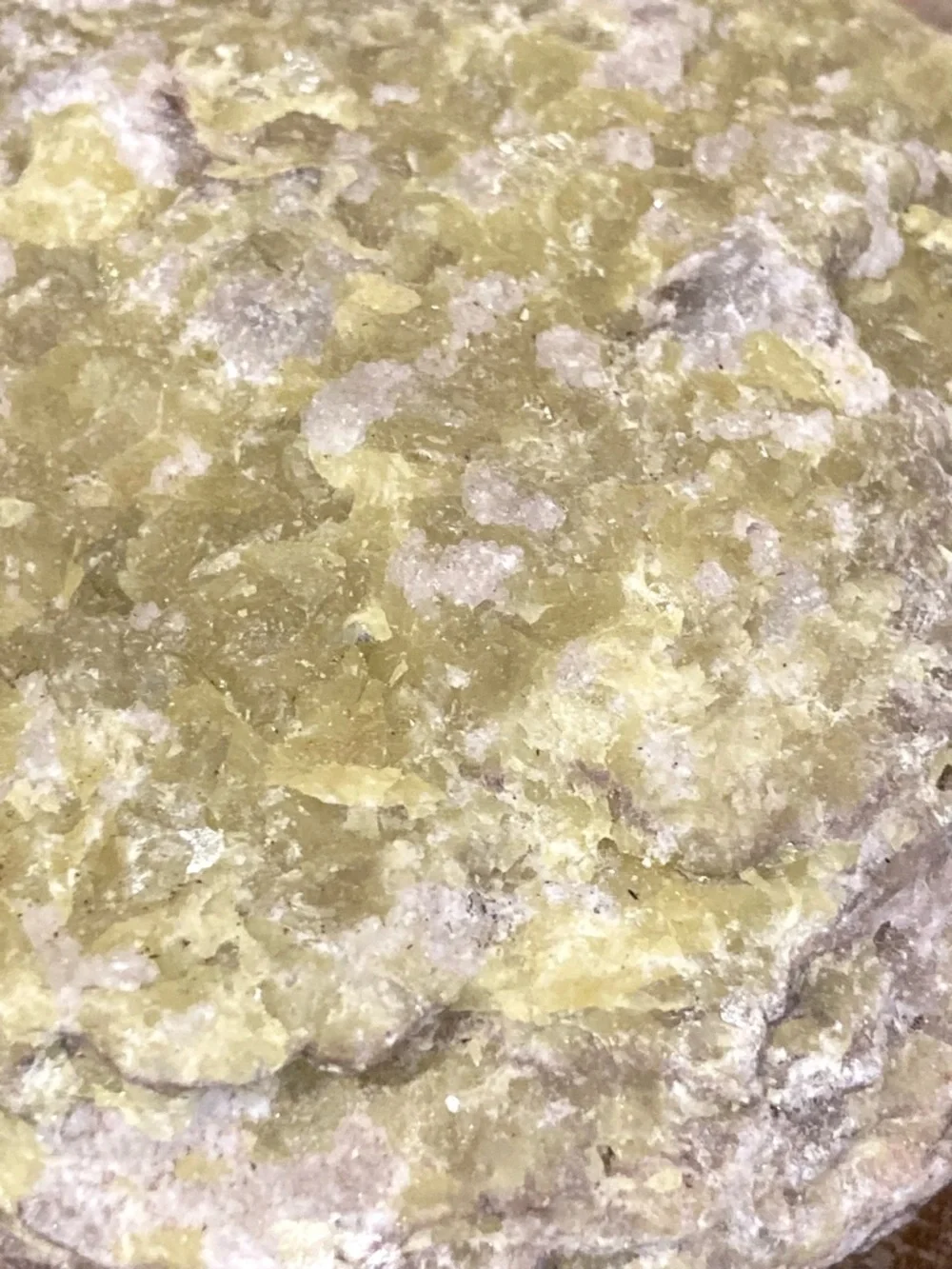 Yellow Rock with Crystals Sulfur Smell 3.5” Across